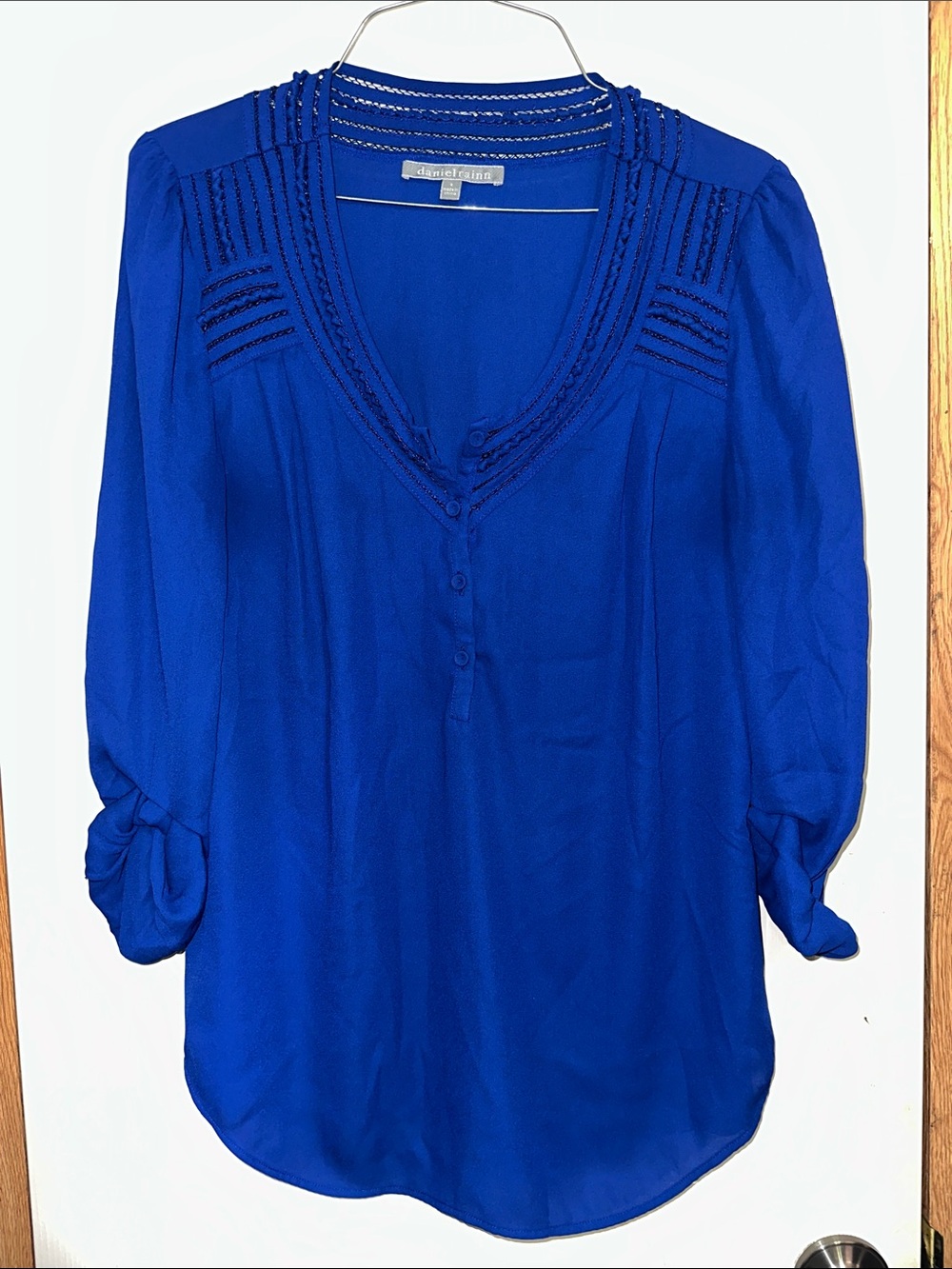 Daniel Rainn Cobalt Blue V-Neck Button-Up Tunic